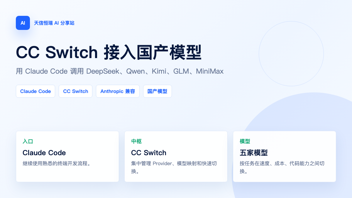 CC Switch 接入国产模型
